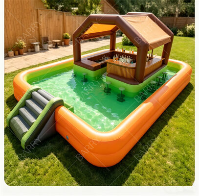 Ultimate Backyard Water Party Station Bar galleggiante gonfiabile con scivolo e tetto