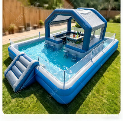 Ultimate Backyard Water Party Station Bar galleggiante gonfiabile con scivolo e tetto