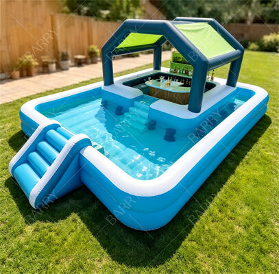 Ultimate Backyard Water Party Station Bar galleggiante gonfiabile con scivolo e tetto