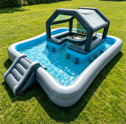 Ultimate Backyard Water Party Station Bar galleggiante gonfiabile con scivolo e tetto