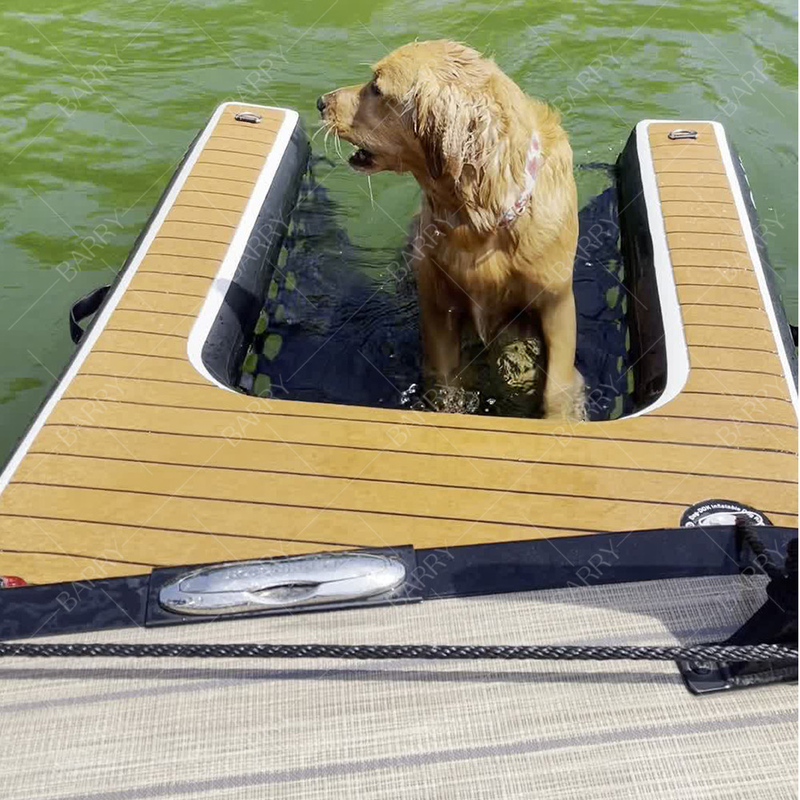 Logo personalizzatoScala gonfiabile da barca per cani Piattaforma rampa di salita Rampa d'acqua gonfiabile per cani