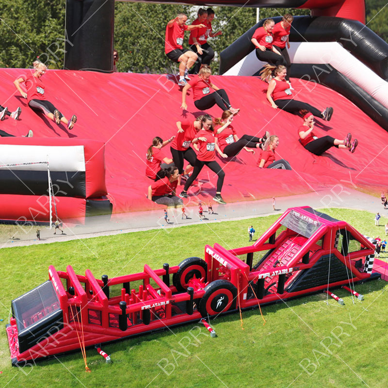 Utilizzo commerciale Pvc gonfiabile 5k corso di ostacoli con resistenza al fuoco Durabilità e kit di riparazione