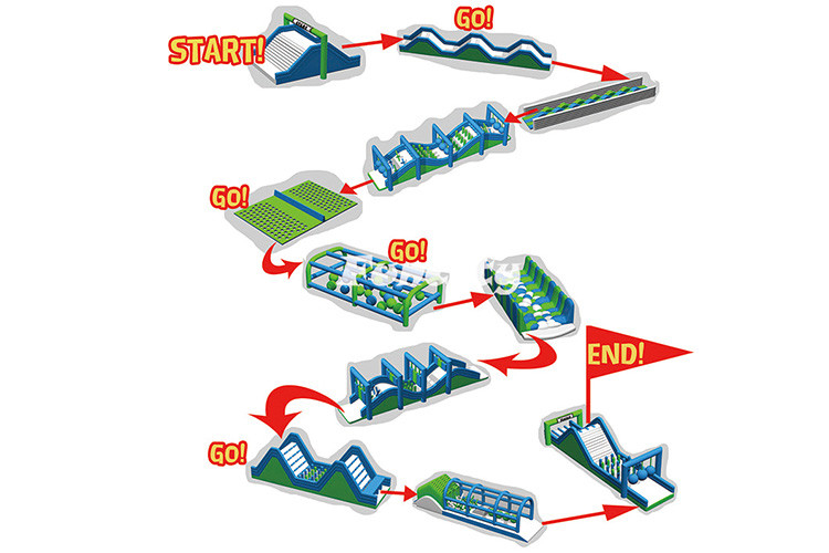 Large Long 5km Obstacle Course Inflatable Obstacle Course 5k Race Pvc Custom Logo Air Blower incluso