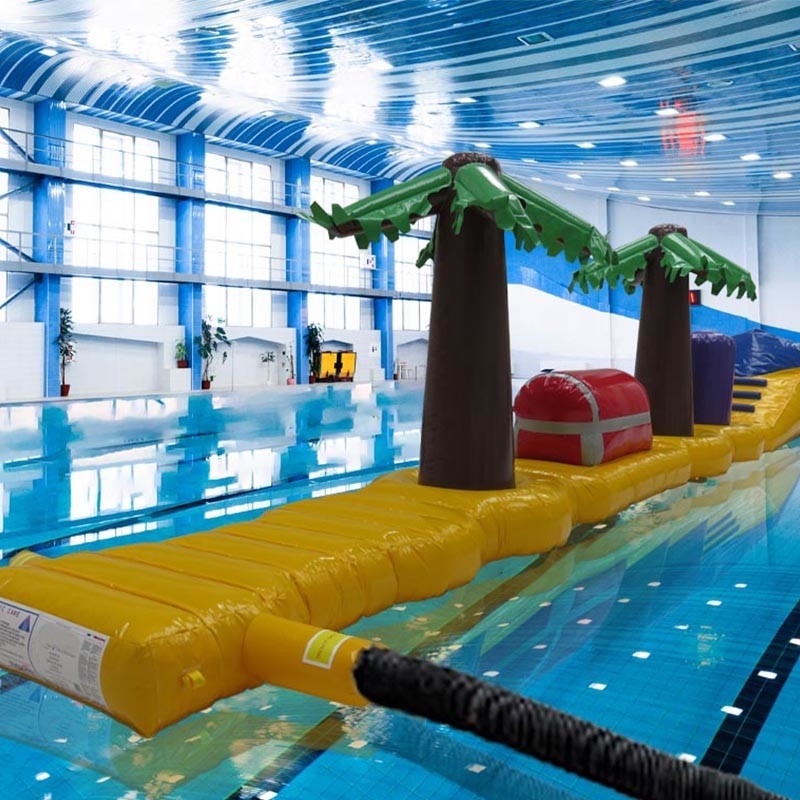Corsa di ostacoli saldata impermeabile Giochi d'acqua 13.8M Pirati Piscina del tesoro gonfiabile Corsa in acque profonde