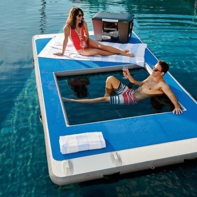 Yacht Sport Outdoor Drop Stitch Piscina di mare gonfiabile Oceano galleggiante Piscina di mare con rete anti meduse