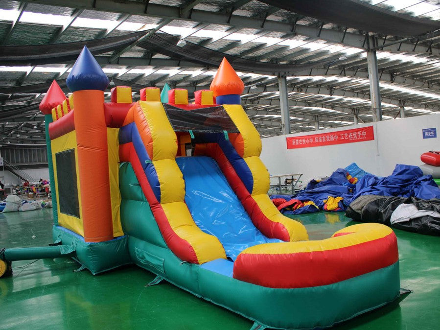 Commercial Grade PVC Kids Custom Logo Castello bagnato o asciutto Casa rimbalzata con scivolo Tipo di giocattolo di divertimento