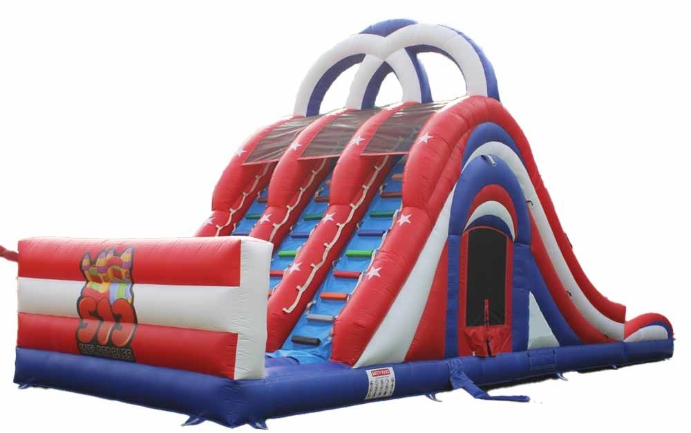 Divertimento interno / esterno e gioco America 3 corsie scivolo d'acqua casa rimbalzo combo con scala dietro