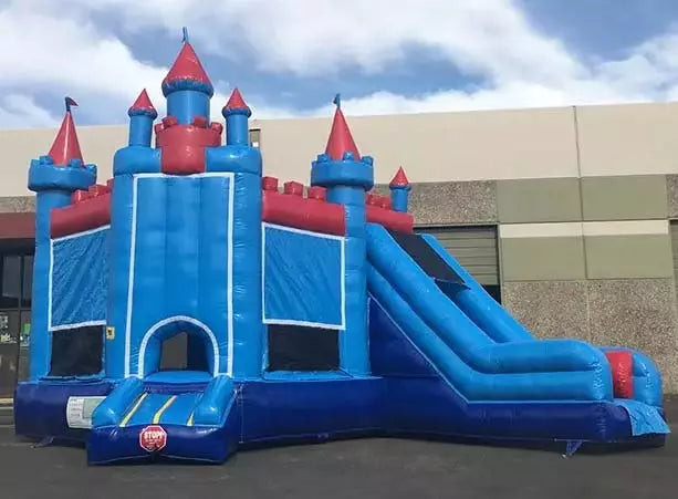 Castello della Principessa Indoor/Outdoor Blu & Red Bouncy Castle con slider per il tuo evento