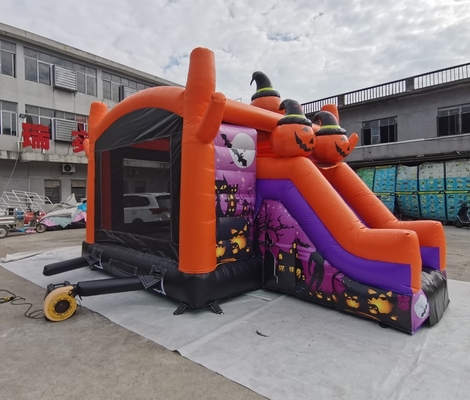 Kids Bounce Playhouse Castello di salto di Halloween con scivolo resistente al fuoco