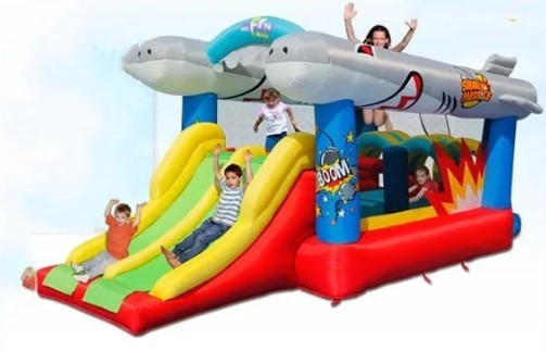 0.55mm PVC gonfiabile Bouncer Castello Pesci volanti Double Slide Bounce House Affitti