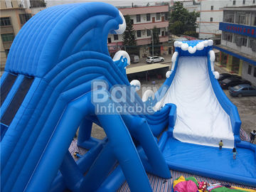 Acquascivolo gonfiabile gigante blu di Wave 36 * 20 * 15m con il ventilatore dello stagno CE/UL