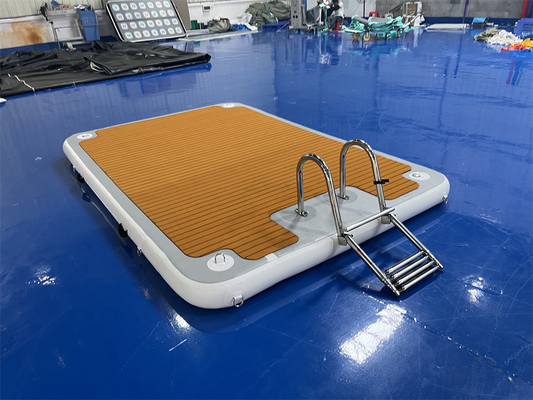 Drop Stitch PVC EVA Dock gonfiabile galleggiante con scale in acciaio per lago fiume oceano e mare