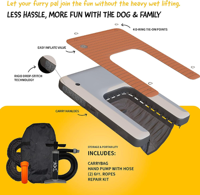 Logo personalizzato Dock galleggiante gonfiabile DWF PVC tappeto d'acqua rampa gonfiabile per cani per il nuoto per cani