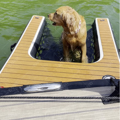 Logo personalizzatoScala gonfiabile da barca per cani Piattaforma rampa di salita Rampa d'acqua gonfiabile per cani