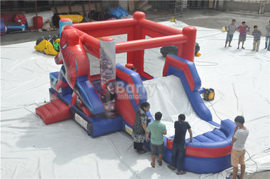 Castello rimbalzante dello Spiderman, buttafuori gonfiabili rotondi combinati con lo scorrevole