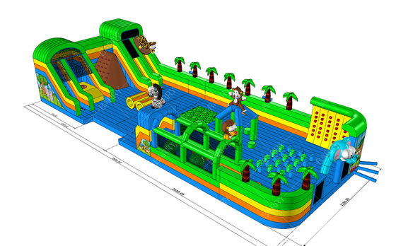 Funny Crazy Ride Parco di divertimenti Giochi Animal Bg Bouncer Corso di ostacoli Slide Parco a tema gonfiabile