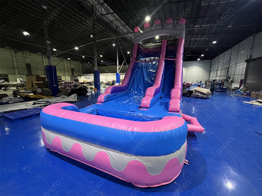 8.4x3.6x6m Jumper personalizzato Bouncy Kids Pink Princess Slide d'acqua gonfiabili per festa