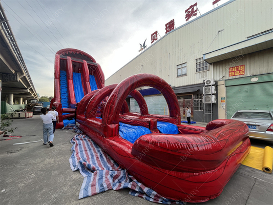 Fabbrica su misura Commerciale Rosso Gigante Scivolo Acquatico Emozionante gonfiabile scivola N Fly Zip Line Sport Game