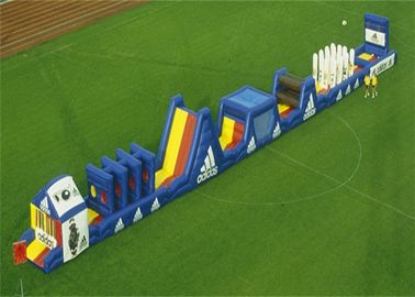 Corsa ad ostacoli gonfiabile lunga blu combinata per i giochi all'aperto di esplosione