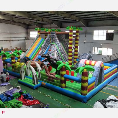 Castello rimbalzante di divertimento EN71 della città 12x8m di tema giurassico gonfiabile dei dinosauri