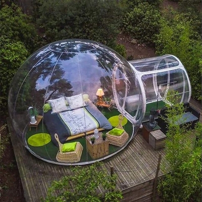 tenda trasparente della bolla del PVC di 1mm con le tende di campeggio gonfiabili del tunnel