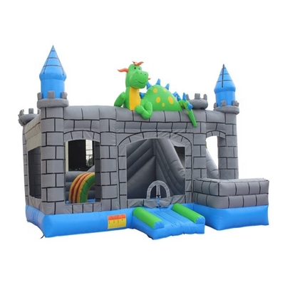 PVC Dragon Cartoon Inflatable Jump House Gray Green Color blu di 0.55mm
