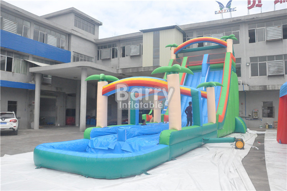 Materiale commerciale del PVC di Tress Blow Up Water Slide 0.55mm della giungla