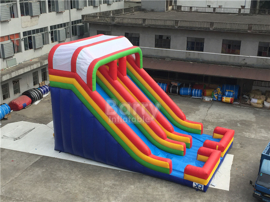 Acquascivoli gonfiabili del doppio vicolo dell'arcobaleno della tela cerata del PVC per il campo da giuoco dei bambini
